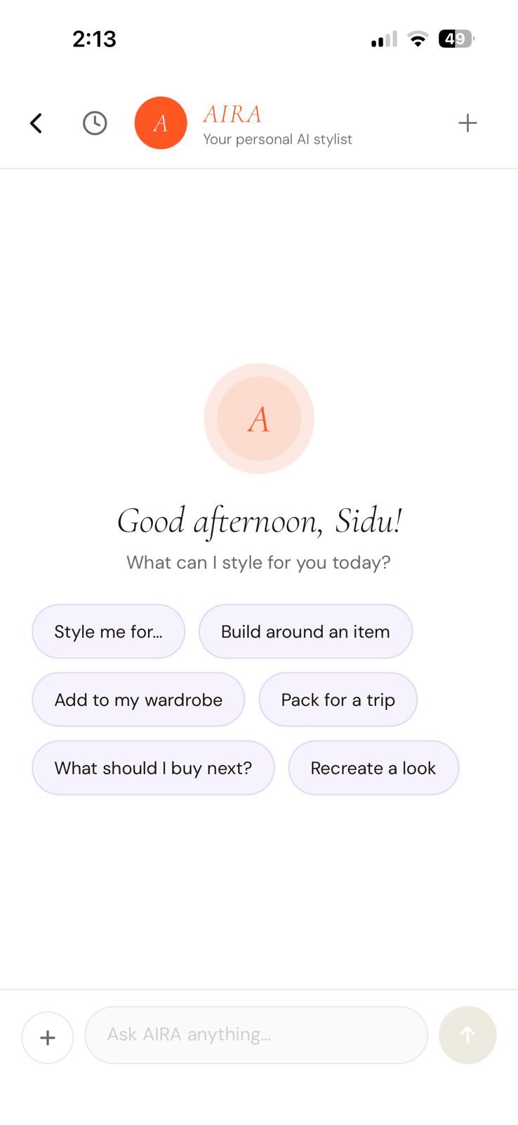 The Attira app — Aira, your personal AI stylist